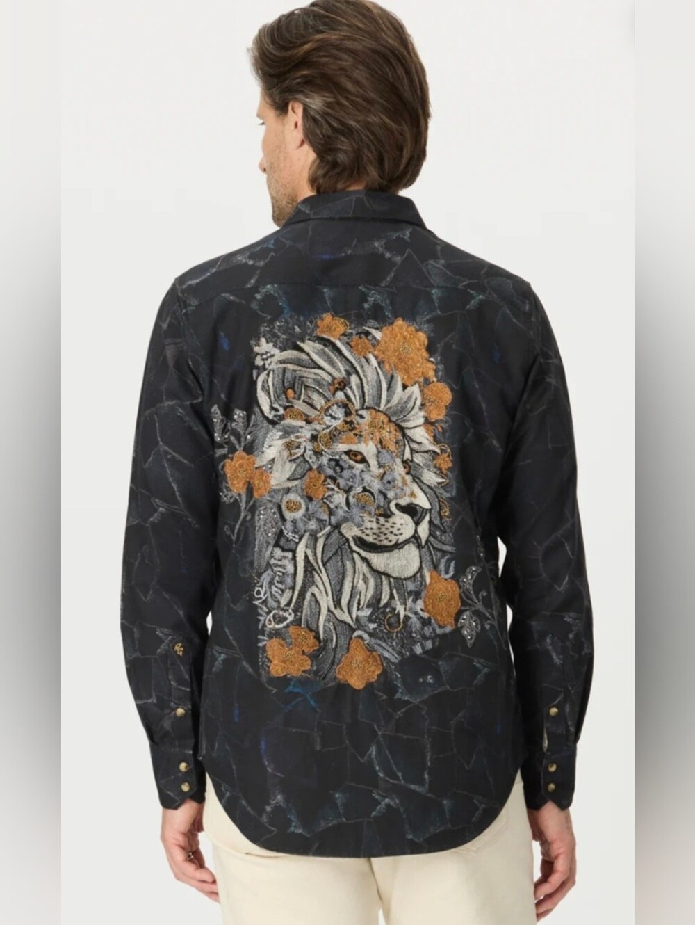 Robert Graham Men’s Black Embroidered Snap-Front Shirt.